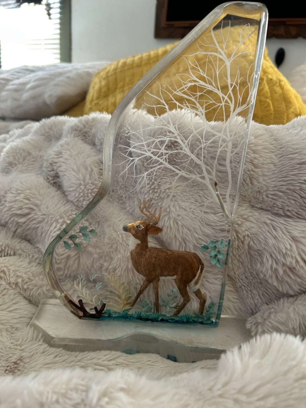 Brown Deer poly resin Glass Accent Ornament - nature or Holiday Home Decor